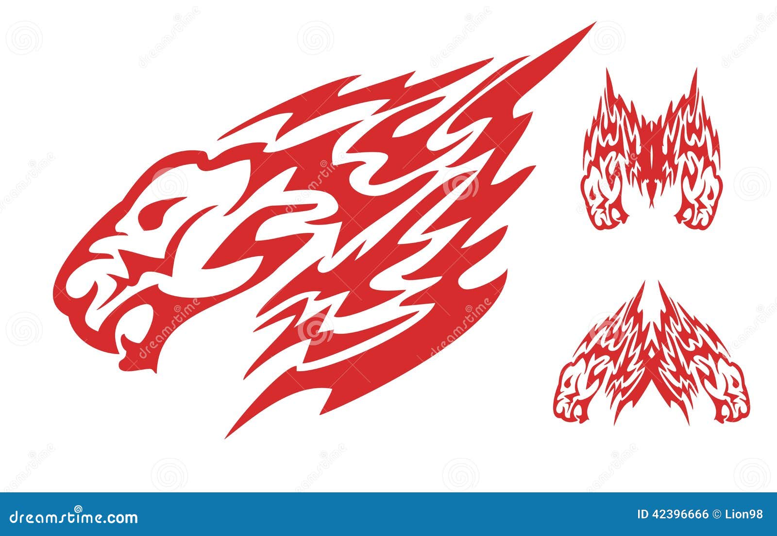 flaming tribal tiger head in the form of a lightning