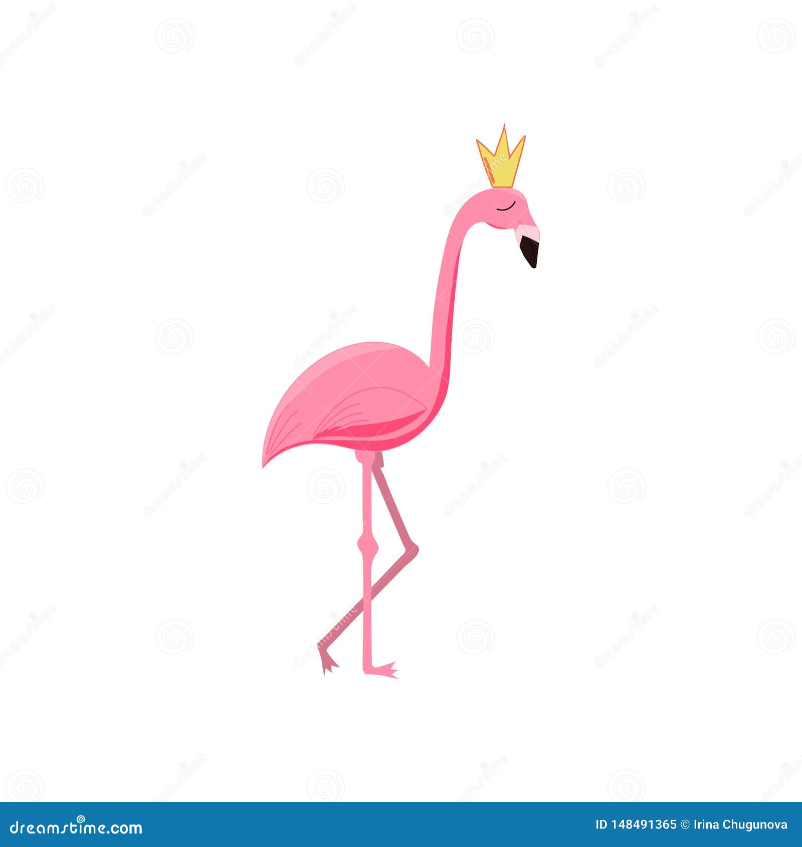 Flamingo in the crown. stock vector. Illustration of view
