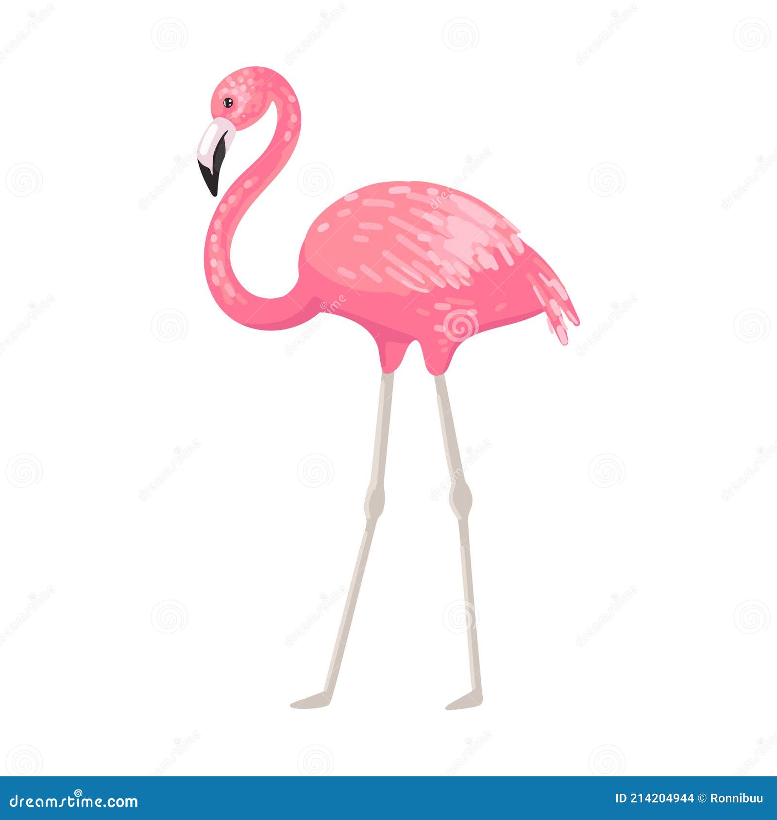 Flamingo. Roze Flamingo Lopend Roze. Tropisch Diersymbool Van De Zomer. Vector - Illustration of exotisch, kinderen: 214204944