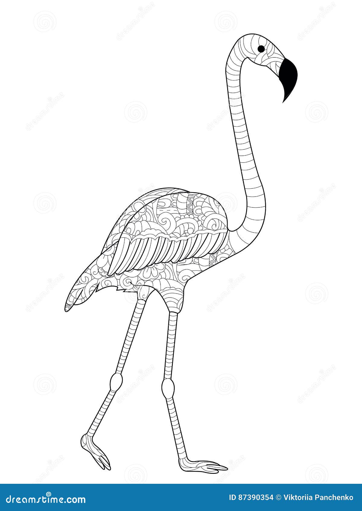 Flamingos coloring vector for adults