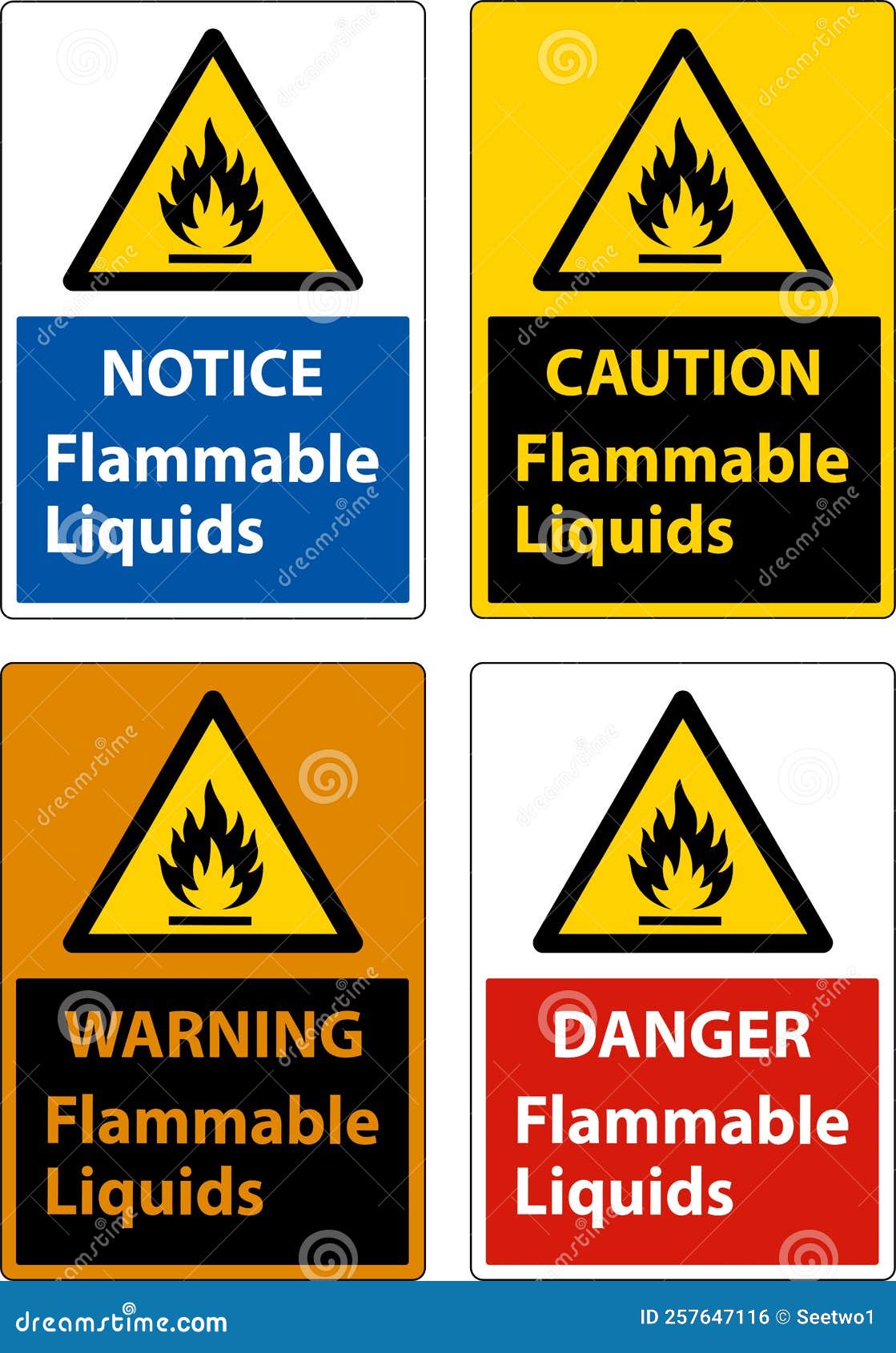 Flammable Liquids Sign on White Background Stock Vector Illustration