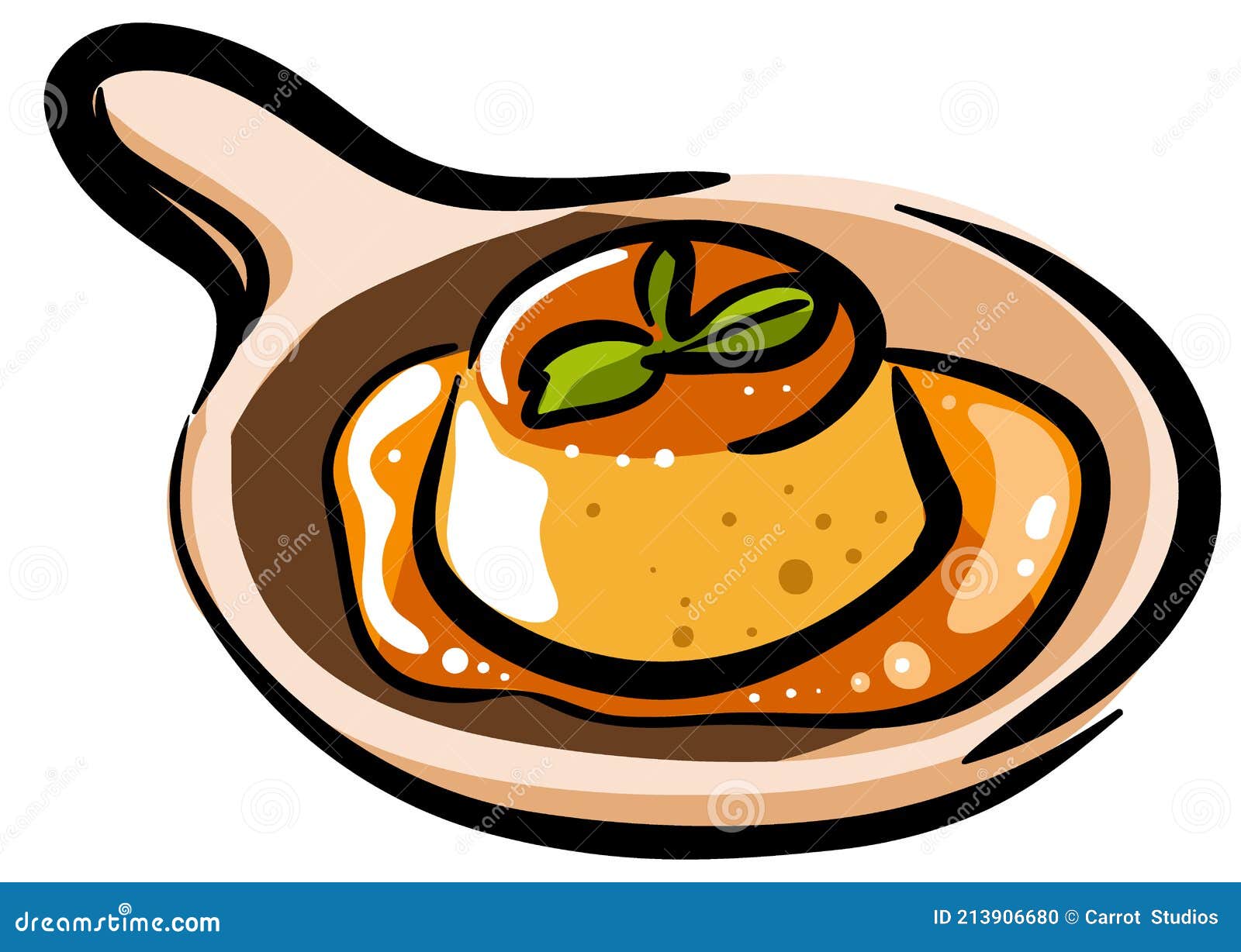 Flan or Caramel Custard Dessert Stock Illustration Stock Vector