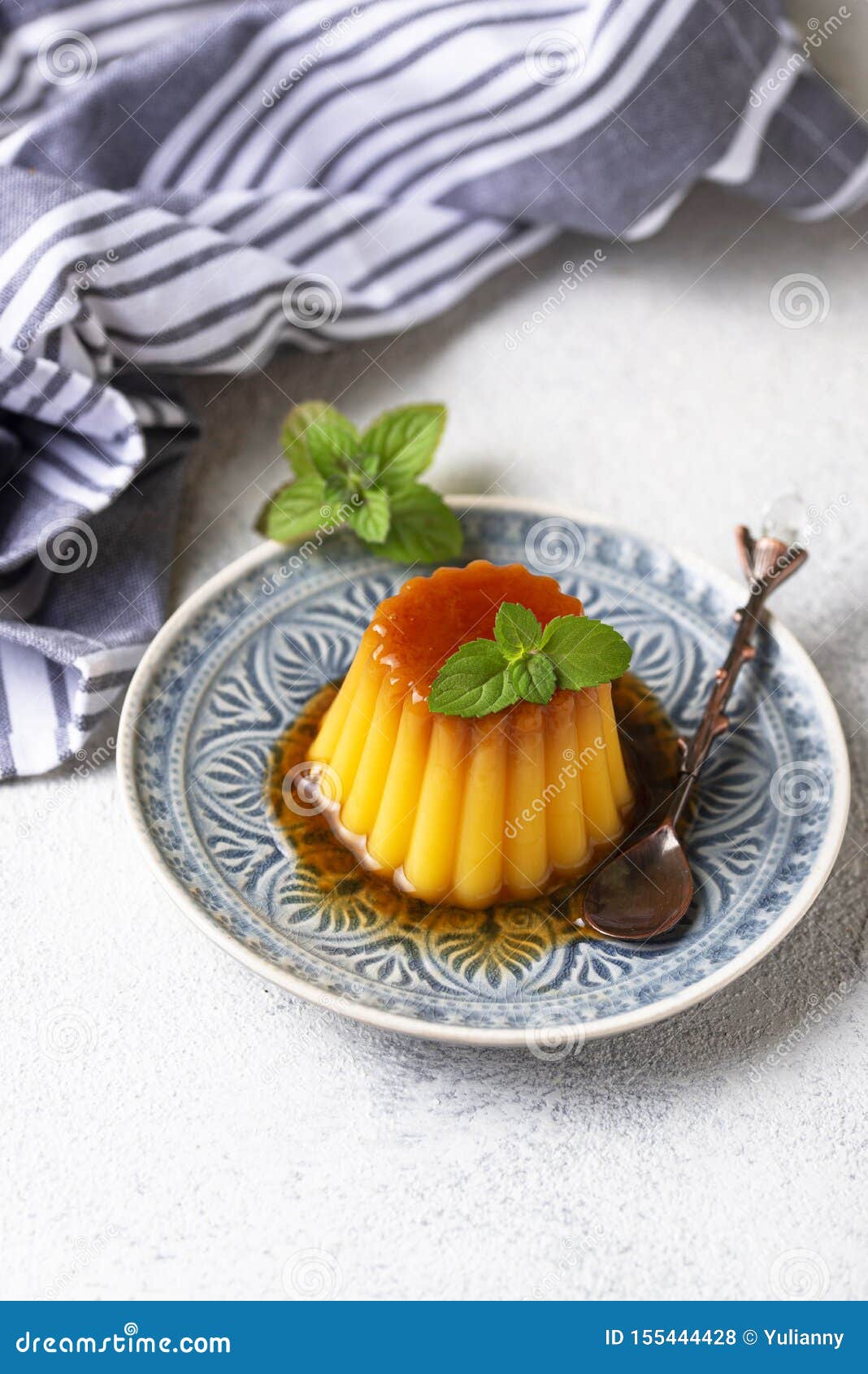 Flan or Creme Caramel Dessert Stock Photo Image of brulee, sauce
