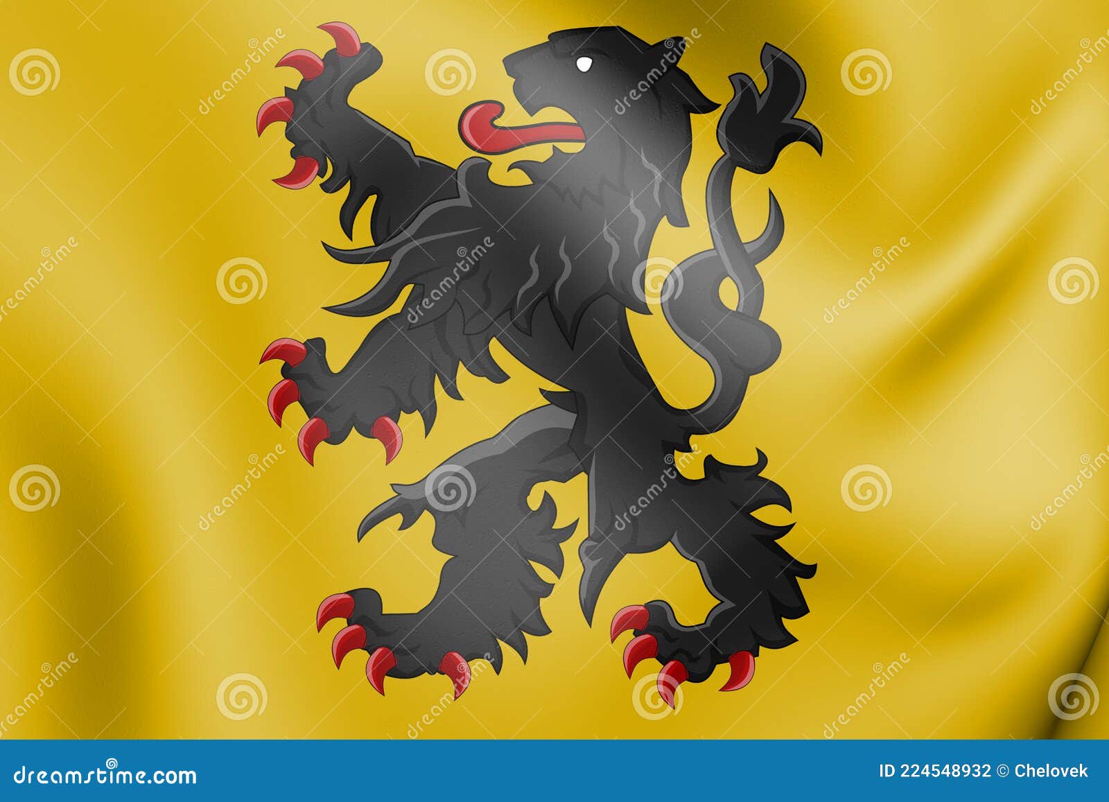 Flanders Region Coat of Arms, Belgium. 3D Illustration Stock ...