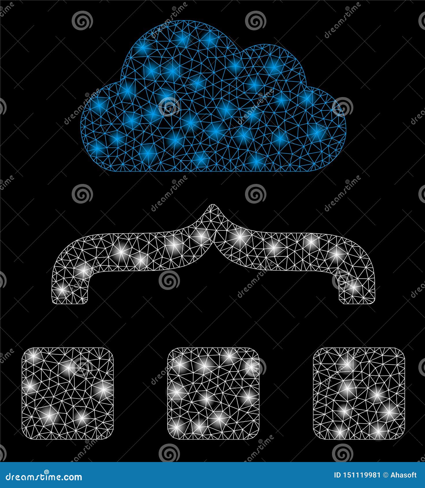Glossy Mesh Network Combine Cloud with Flash Spots Stock Vector Illustration of grid, network