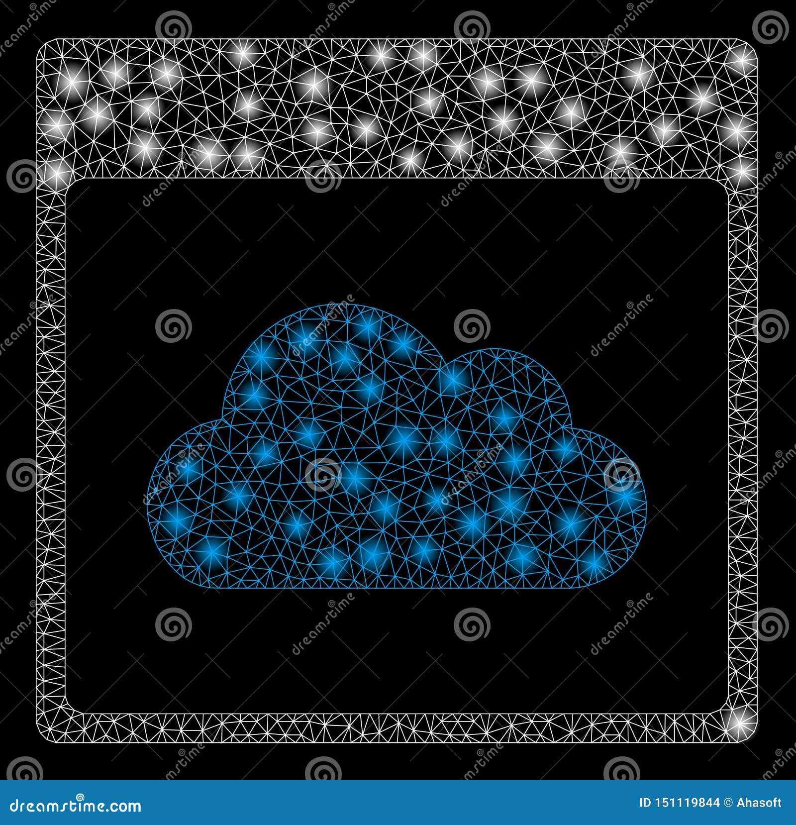 Flare Mesh 2D Cloud Calendar Page with Light Spots Stock Vector