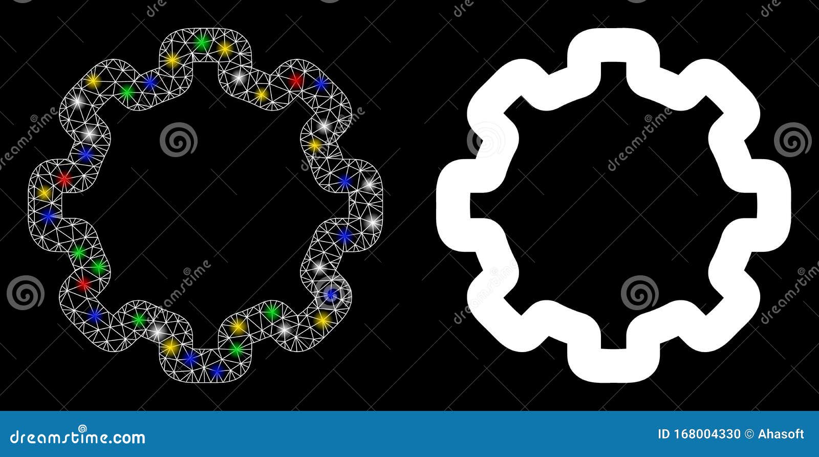 flare mesh 2d cogwheel icon with flare spots