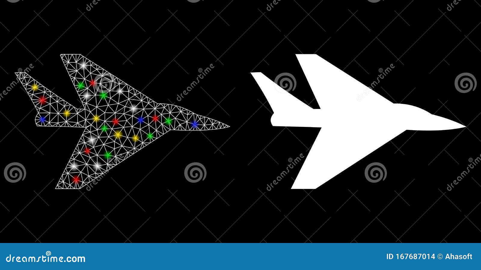 flare mesh network intercepter plane icon with flare spots