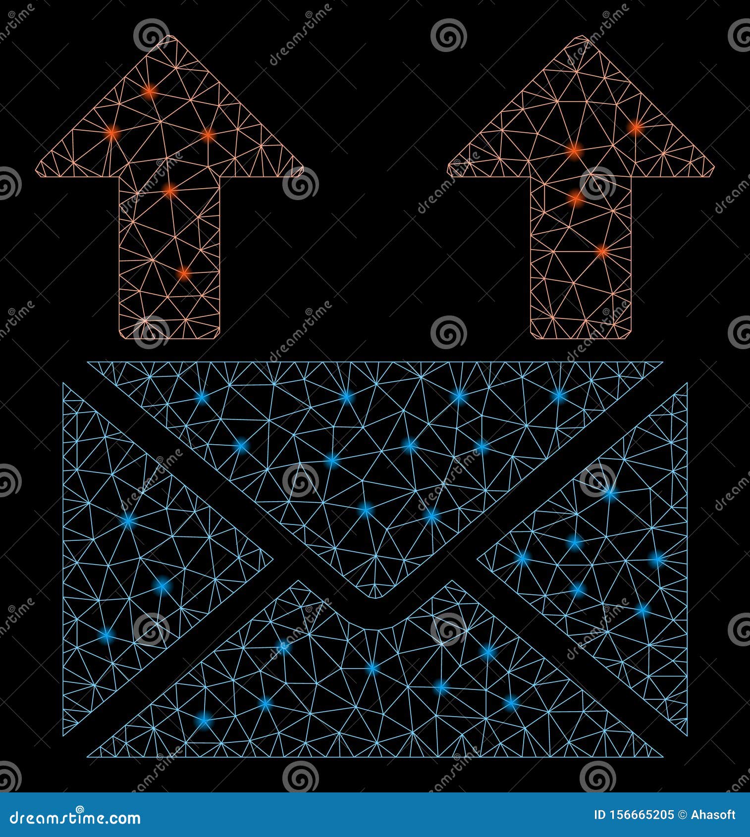 Flare Mesh Wire Frame Send Mail with Flare Spots Stock Vector