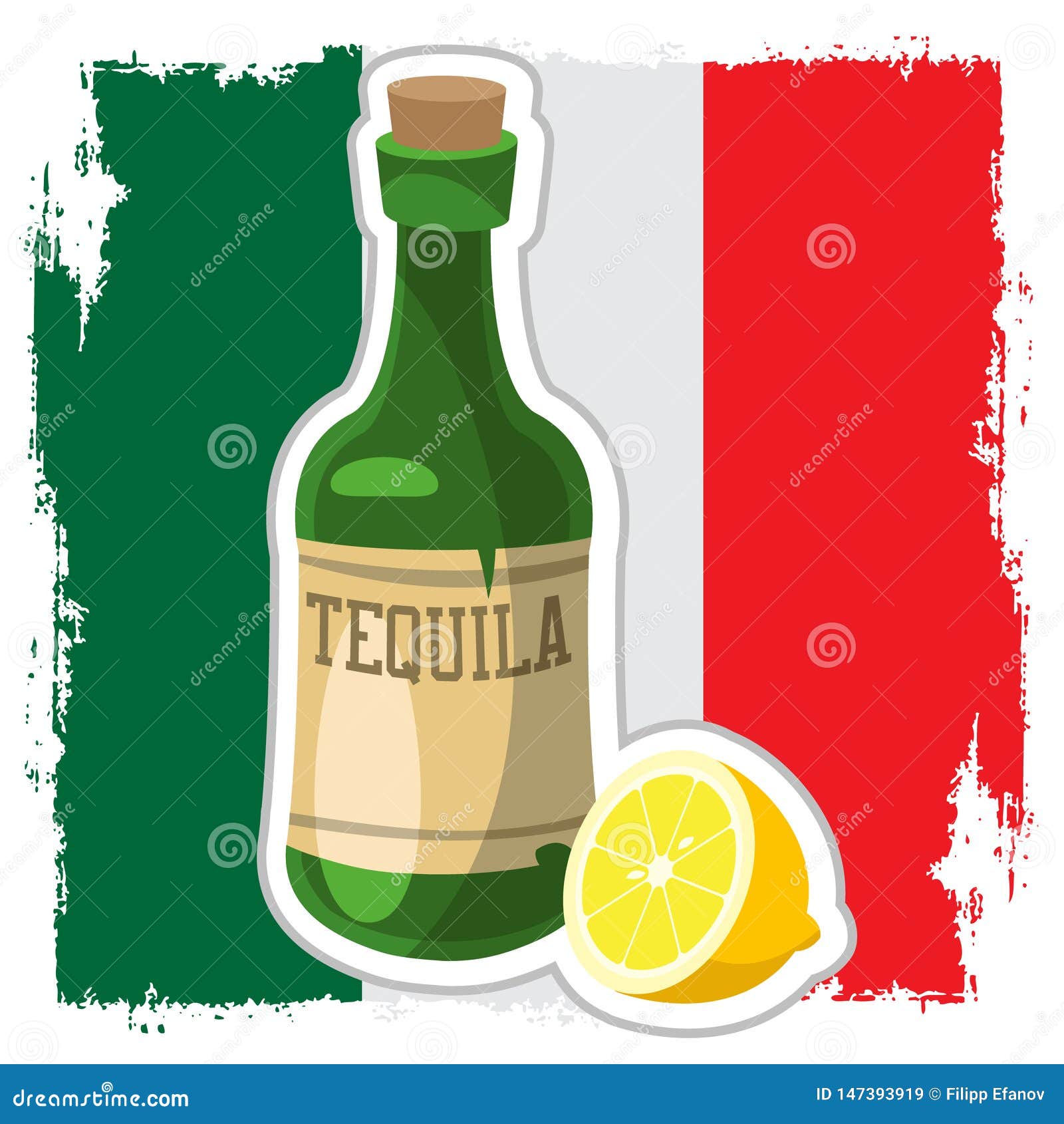 Flasche Tequila Und Zitrone Auf Dem Hintergrund Der Mexikanischen ...