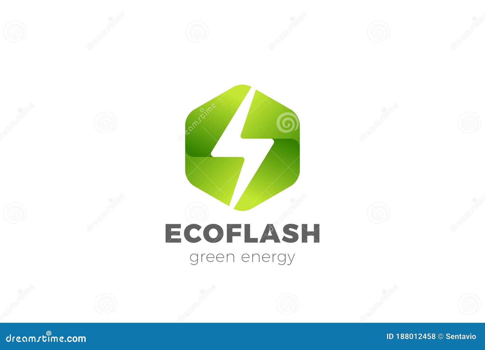 flash bolt green energy logo power   template negative space style. hexagon thunderbolt icon