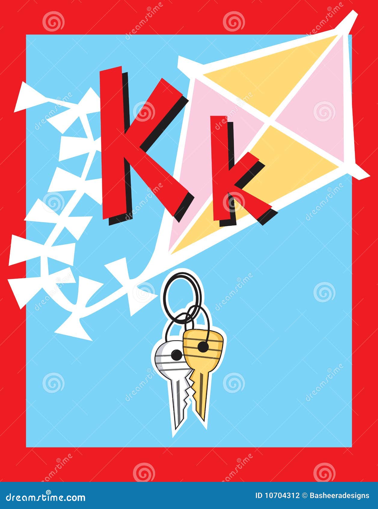 Flash Card Letter K nouns. stock vector. Illustration of bows 10704312