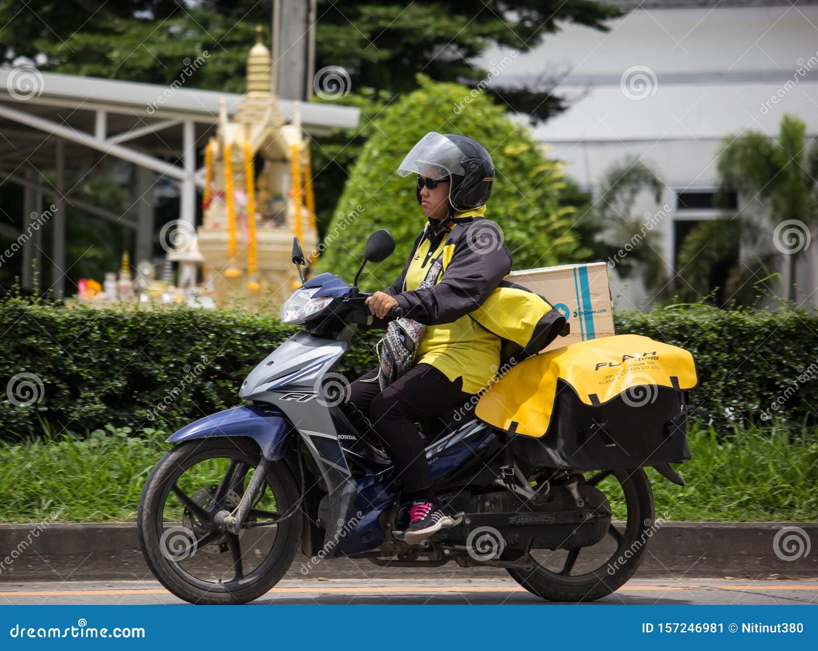 Flash Express and Logistics Mini Container Motorcycle Editorial Photo