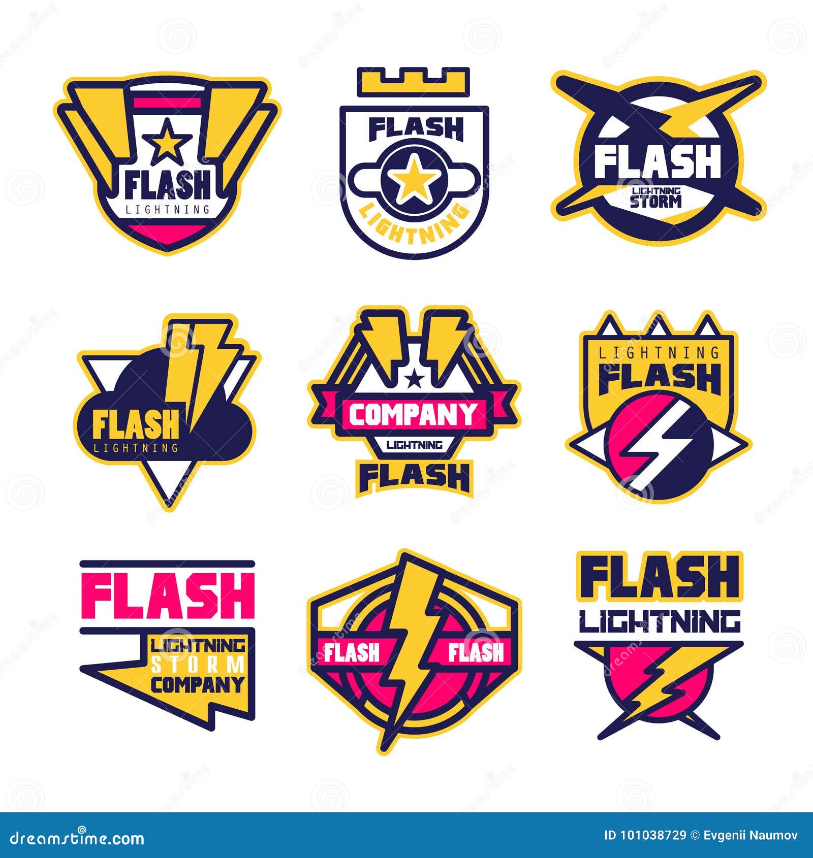 Flash Lightning Company Logo Design Template Elements And Symbols