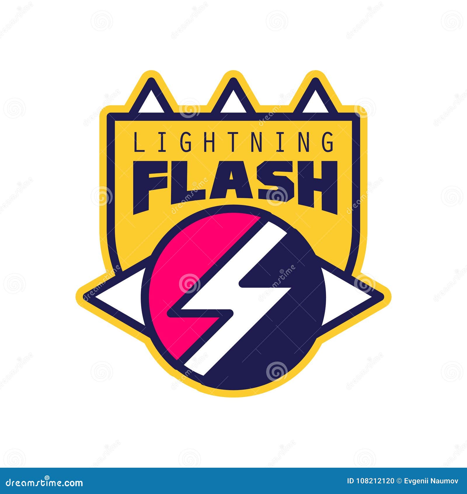 Flash Lightning Logo, Badge with Lightning Symbol, Design Element for