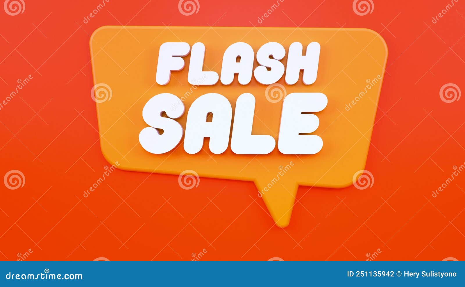 flash sale speech with orange color background 3d rendering