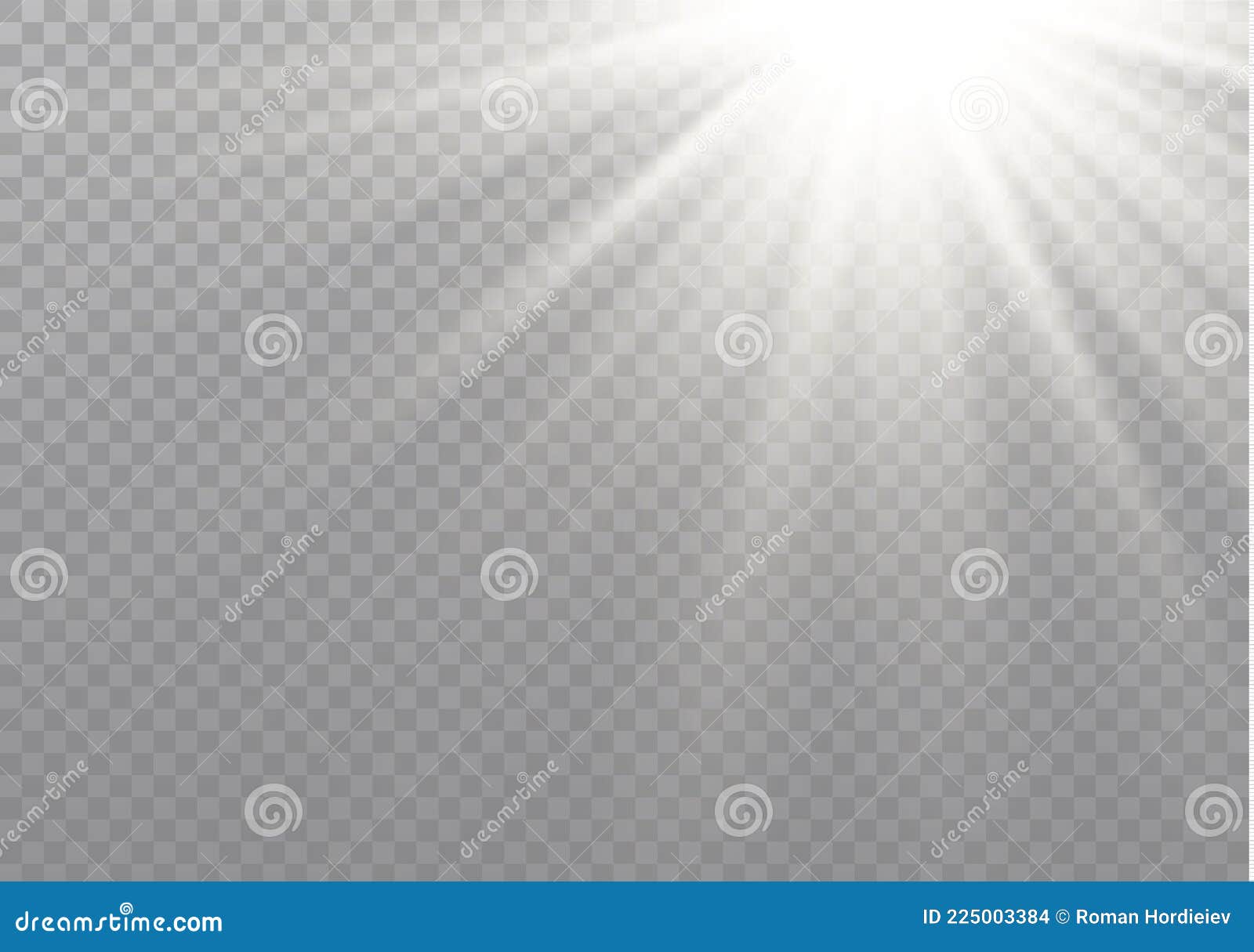 Flash Sunlight, Light Effect, White Sun Rays. Stock Vector