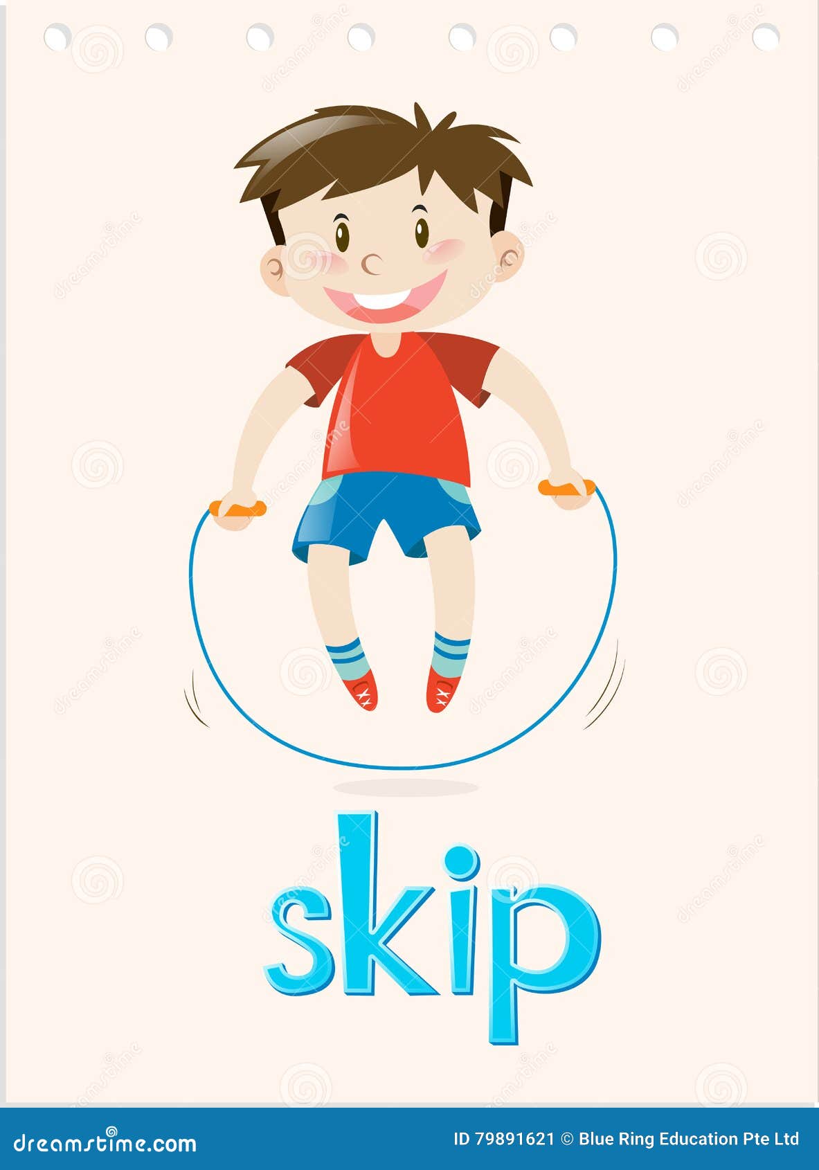 Flashcard De Verbe D'action Avec Le Saut De Mot Illustration de Vecteur