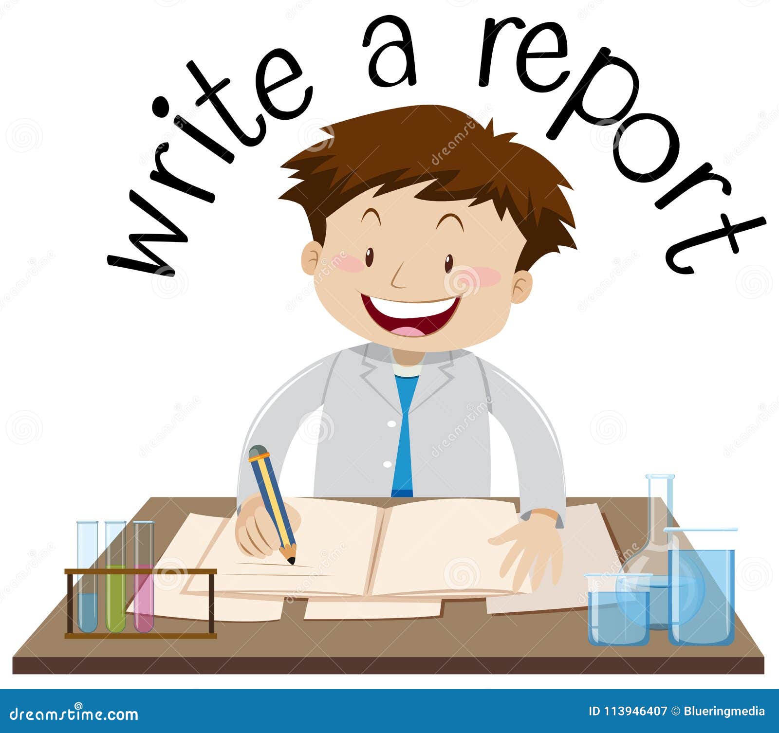 Flashcard Design for Write a Report Stock Vector Illustration of