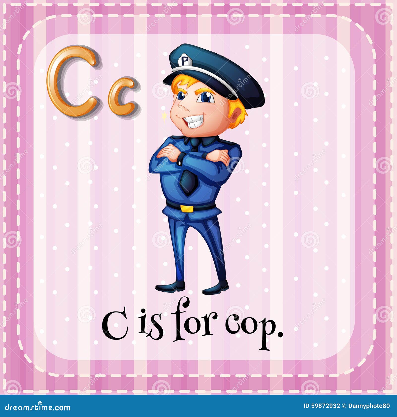 Flashcard Letter C Is For Cop Stock Vector