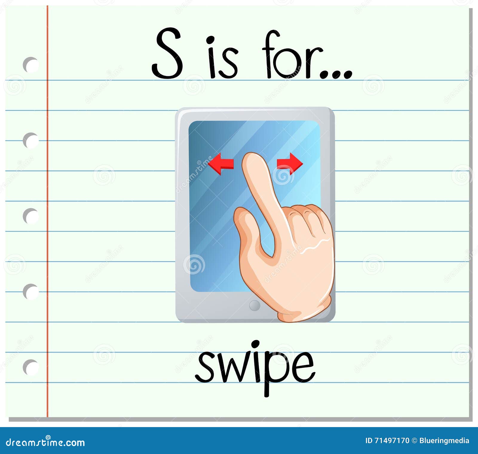 Flashcard Letter S is for Swipe Stock Vector - Illustration of learn ...