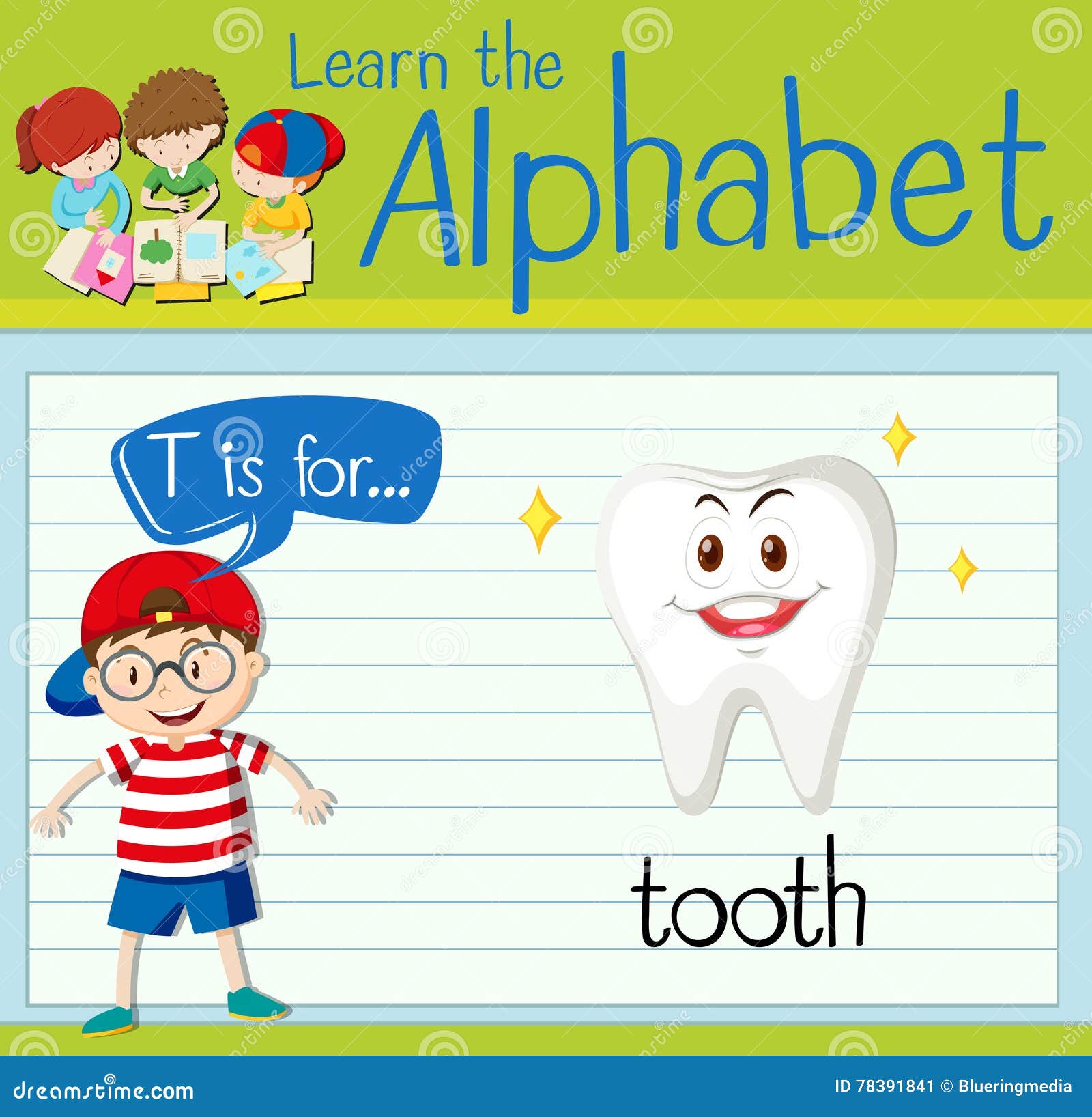 Flashcard Letter T is for Tooth Stock Vector - Illustration of activity ...