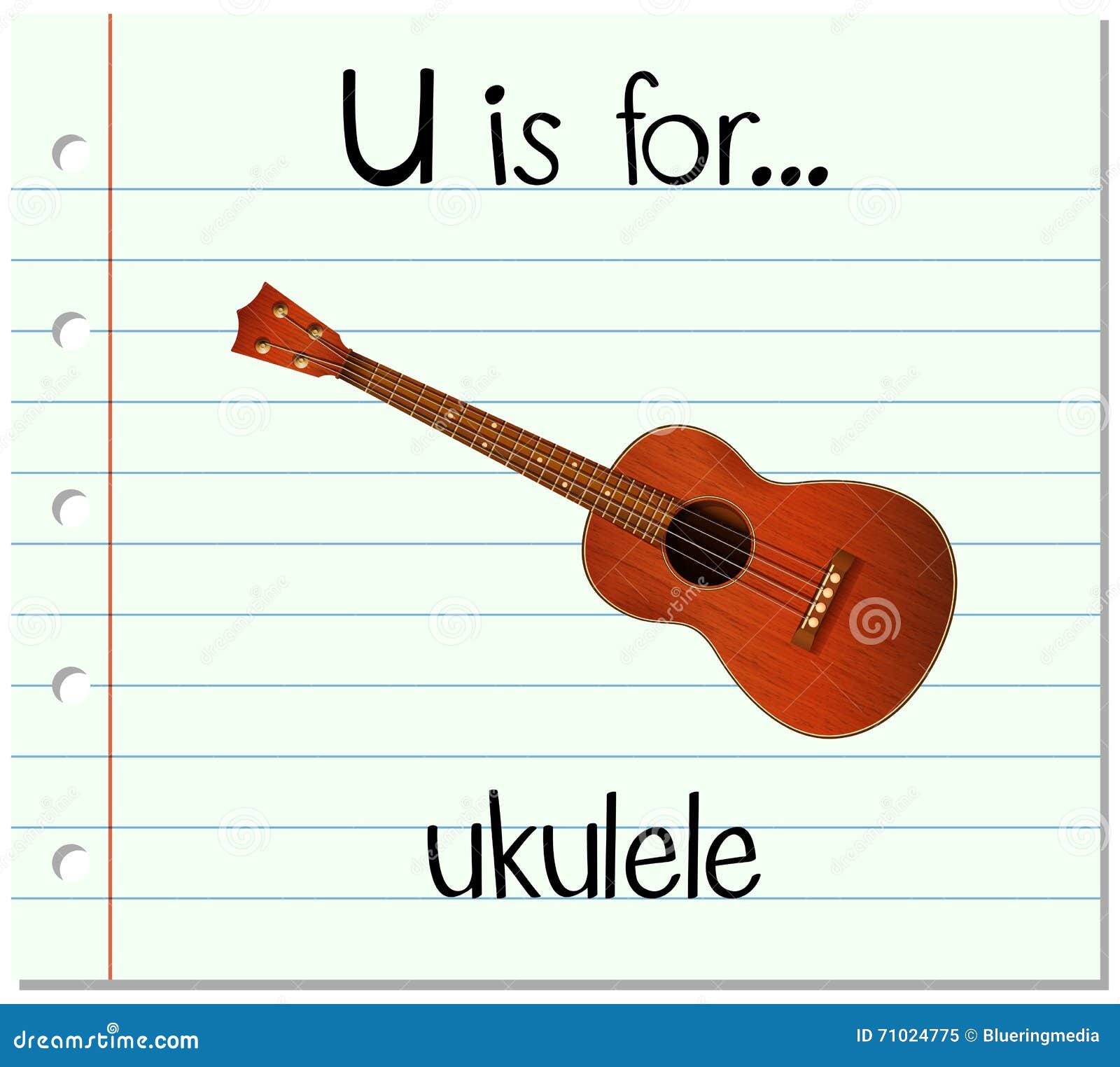 Flashcard Letter U is for Ukulele Stock Vector Illustration of learn