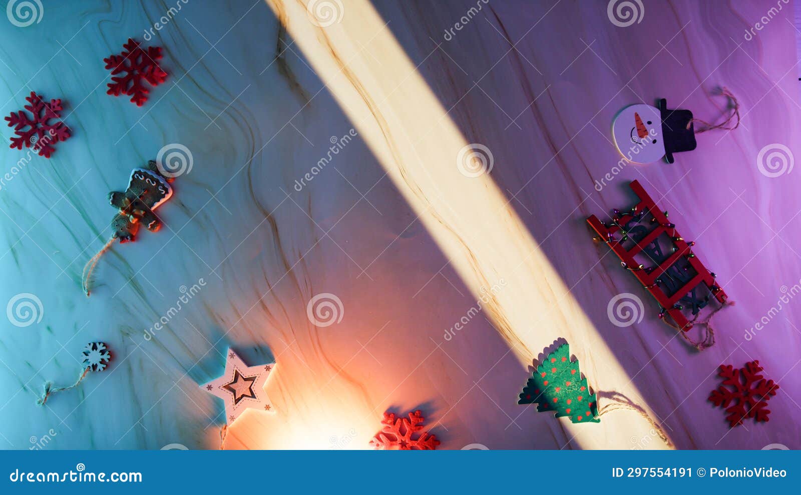 Flashing Lights and Christmas Decorations Vertical Background Stock