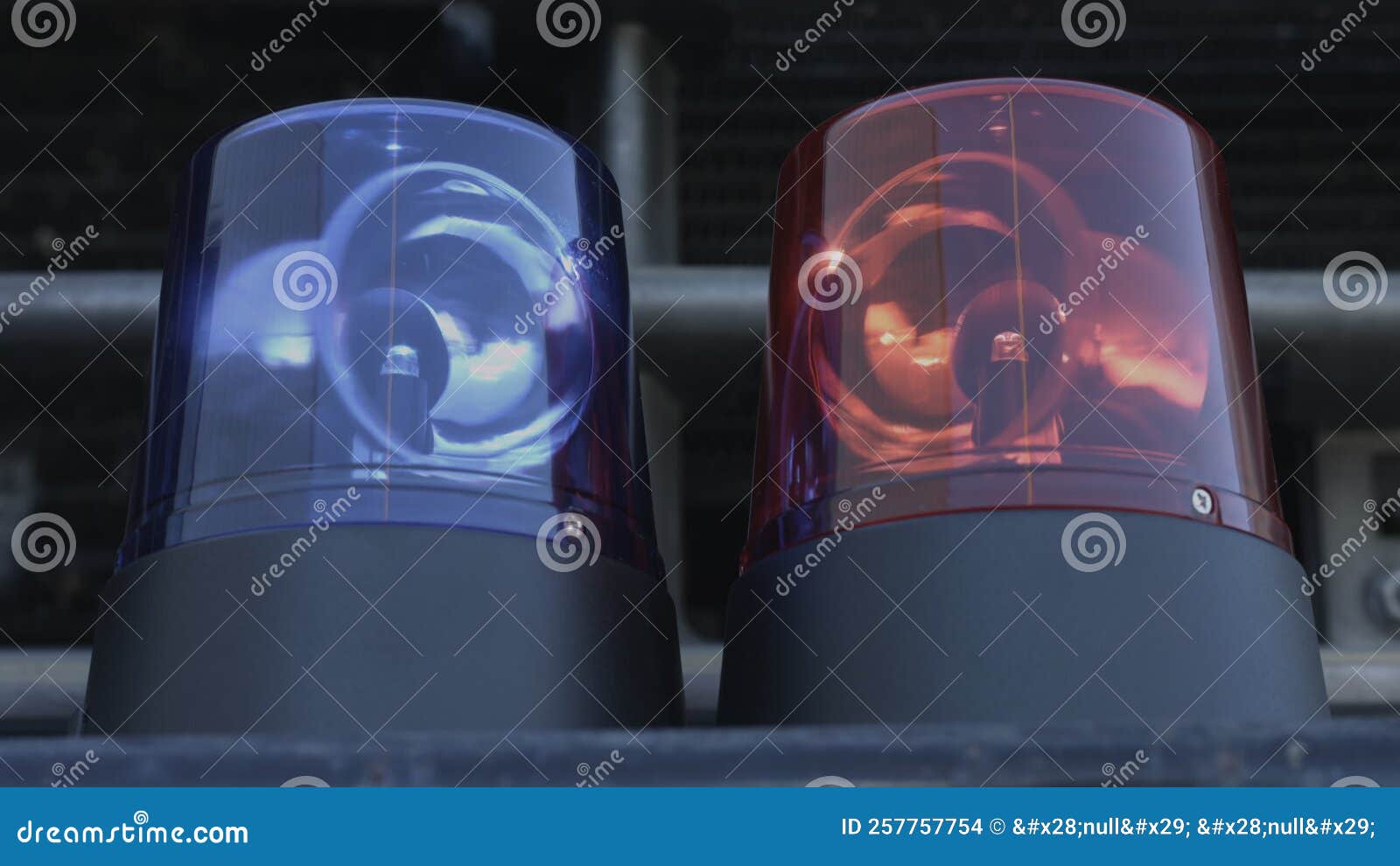 Flashing Police Lights Mounted on Front Bumper of Police Vehicle Stock