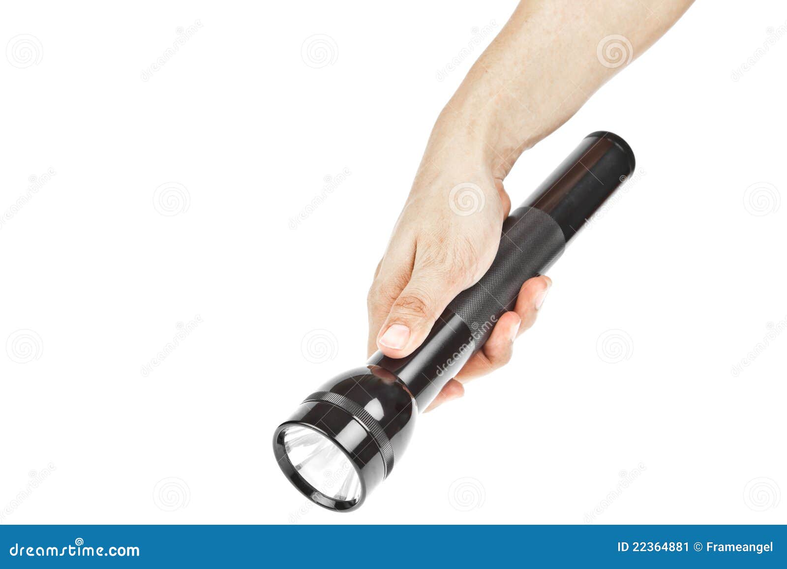 Flashlight in hand stock image. Image of energy, dark 22364881