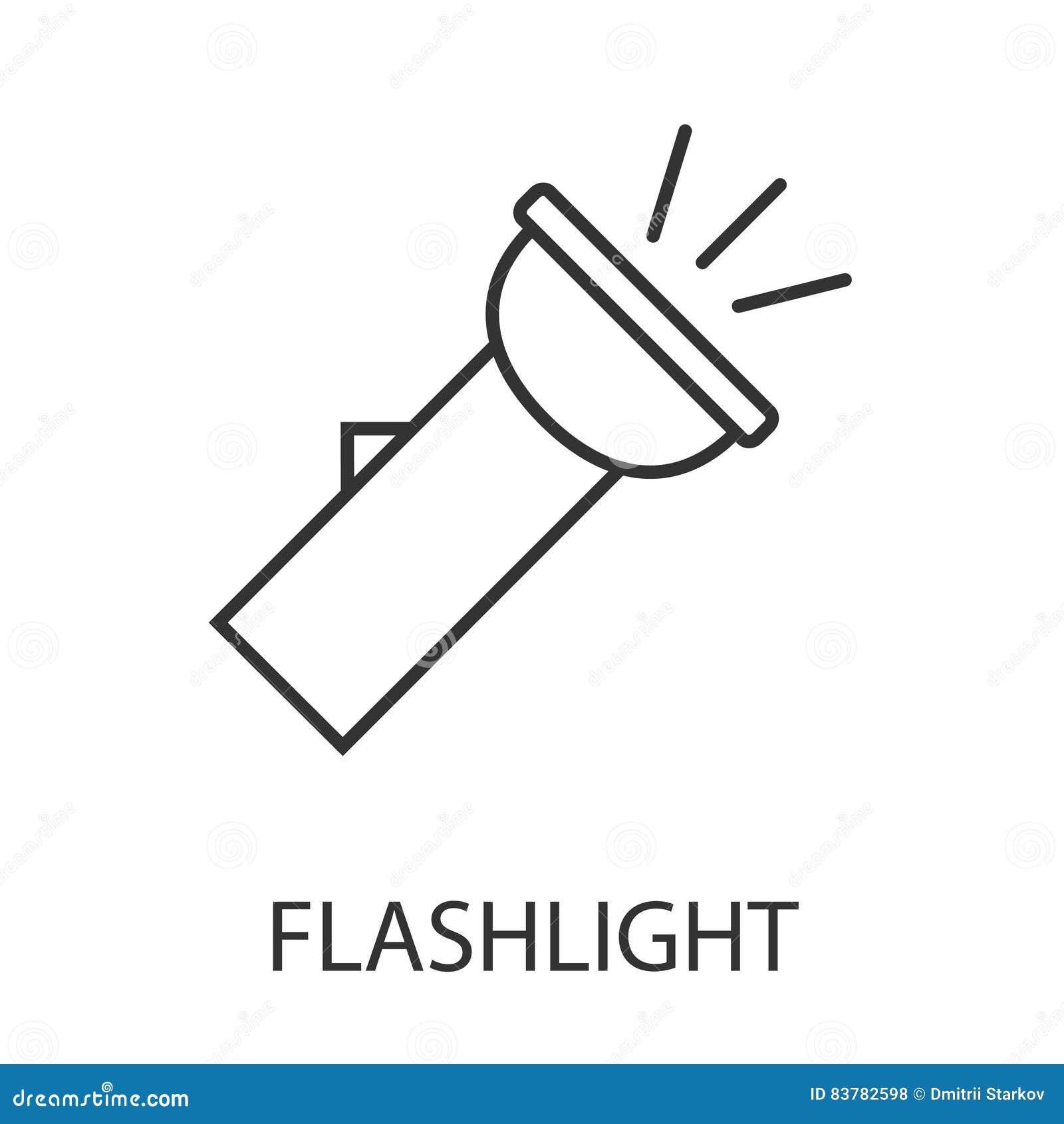 Flashlight Icon or Logo Line Art Style. Stock Vector Illustration of