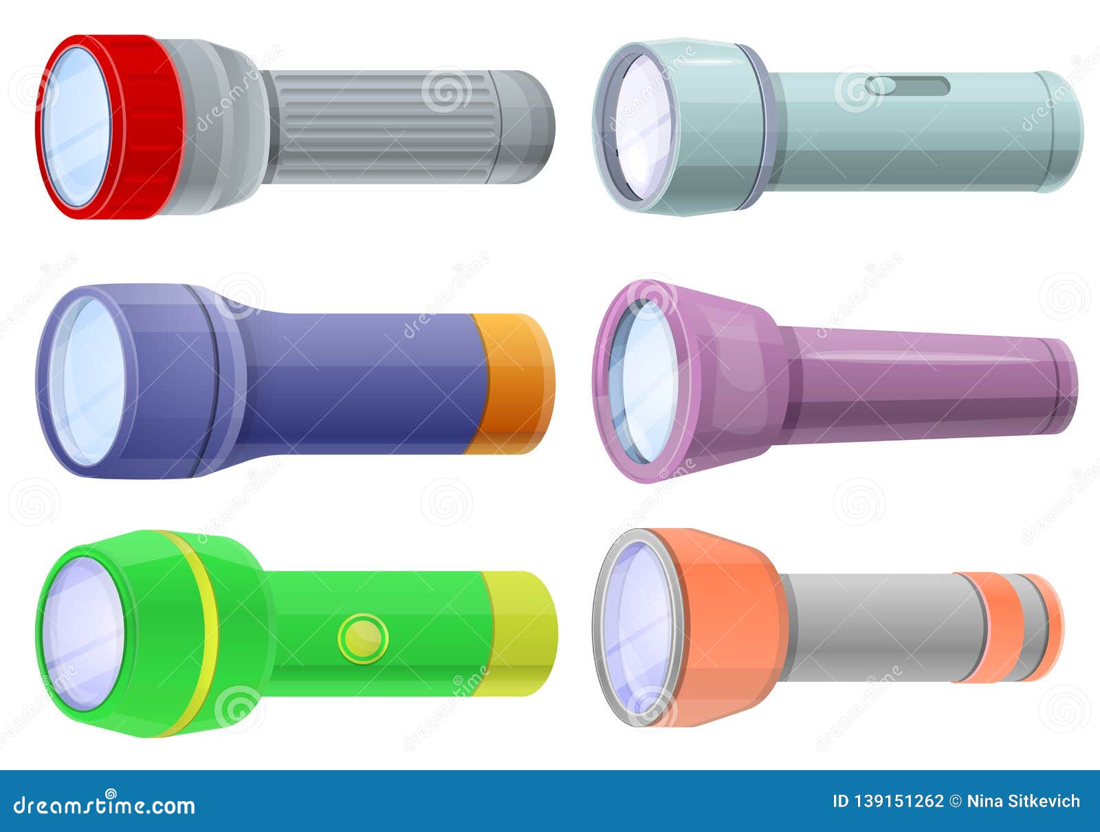 Flashlight Icons Set, Cartoon Style Stock Vector - Illustration of