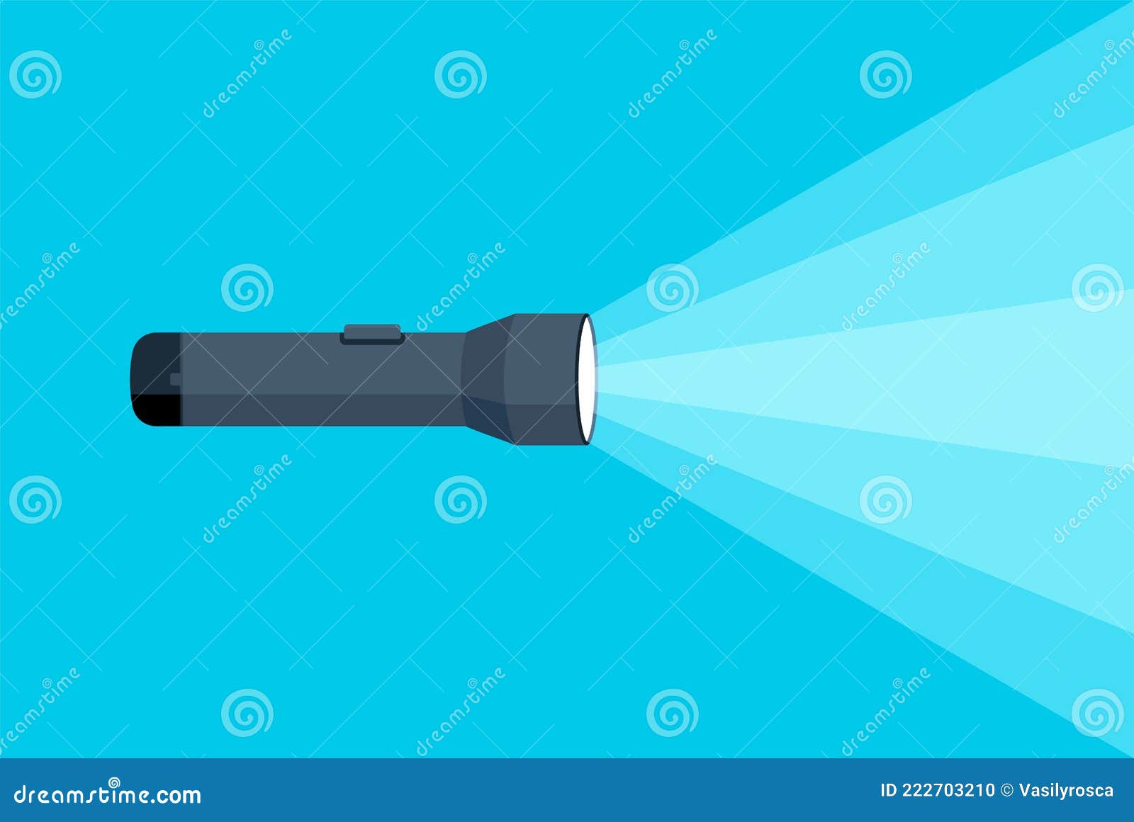 Flashlight Torch Hand Illustration. Pocket Vector Light Lamp Lantern