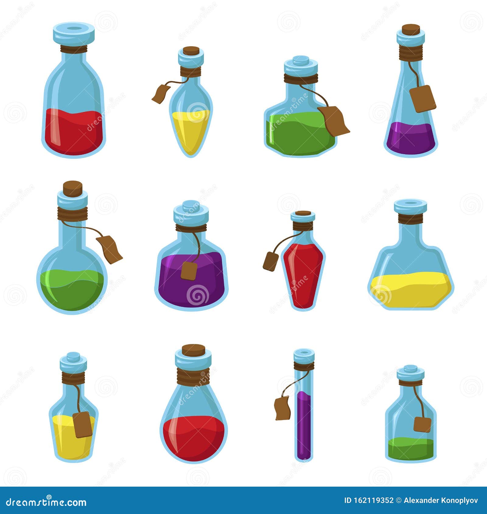 Flasks with Liquid Flat Vector Illustrations Set Stock Vector ...