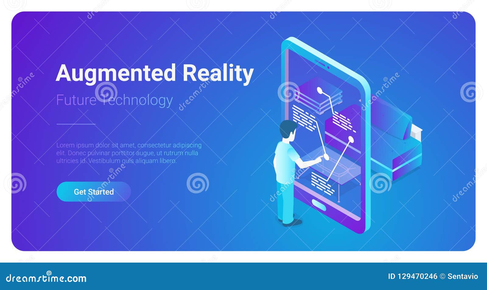 flat augmented realty vr virtual reality . m