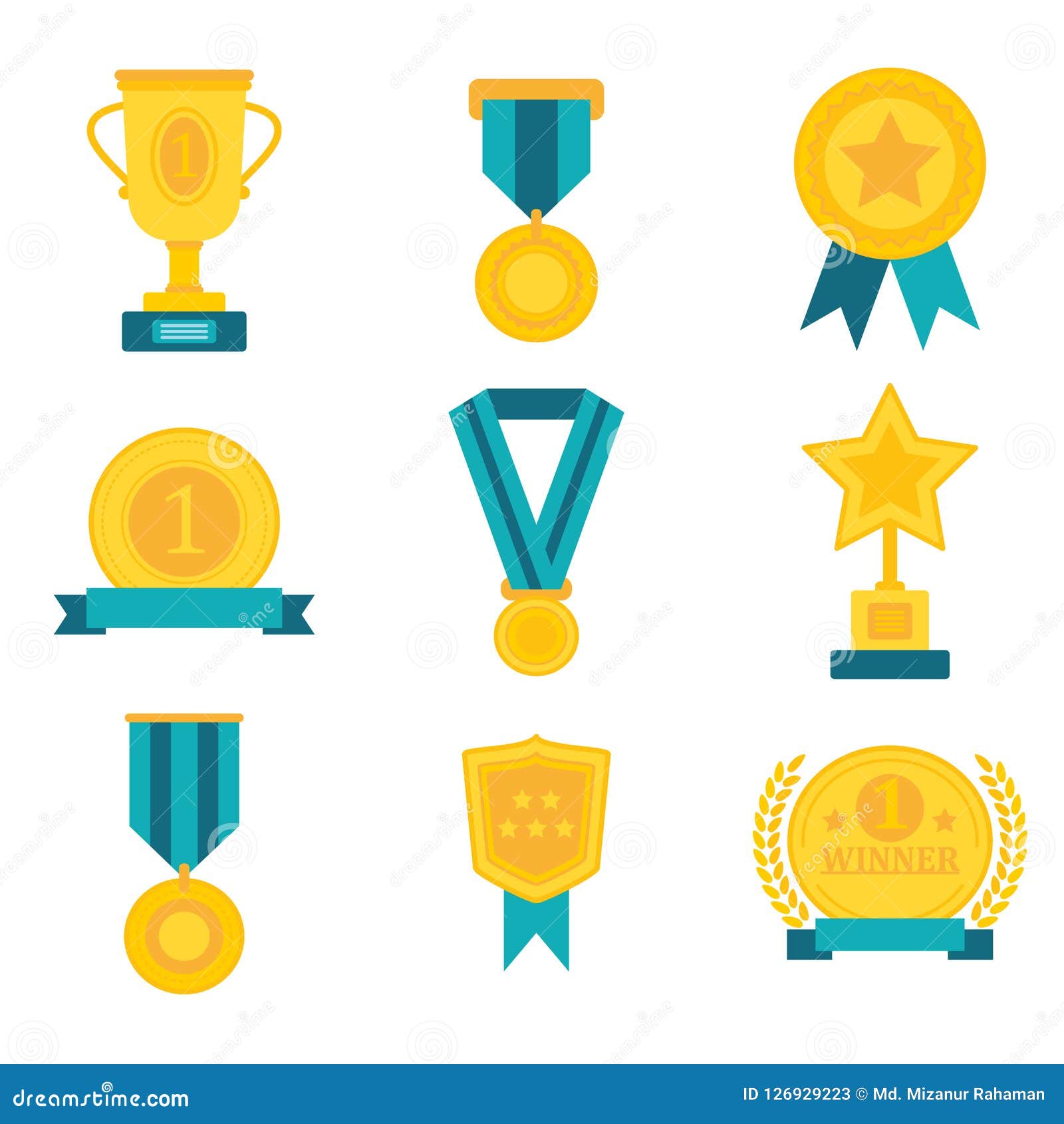 flat awards medal trophy champion cup badge winner success icon collections  