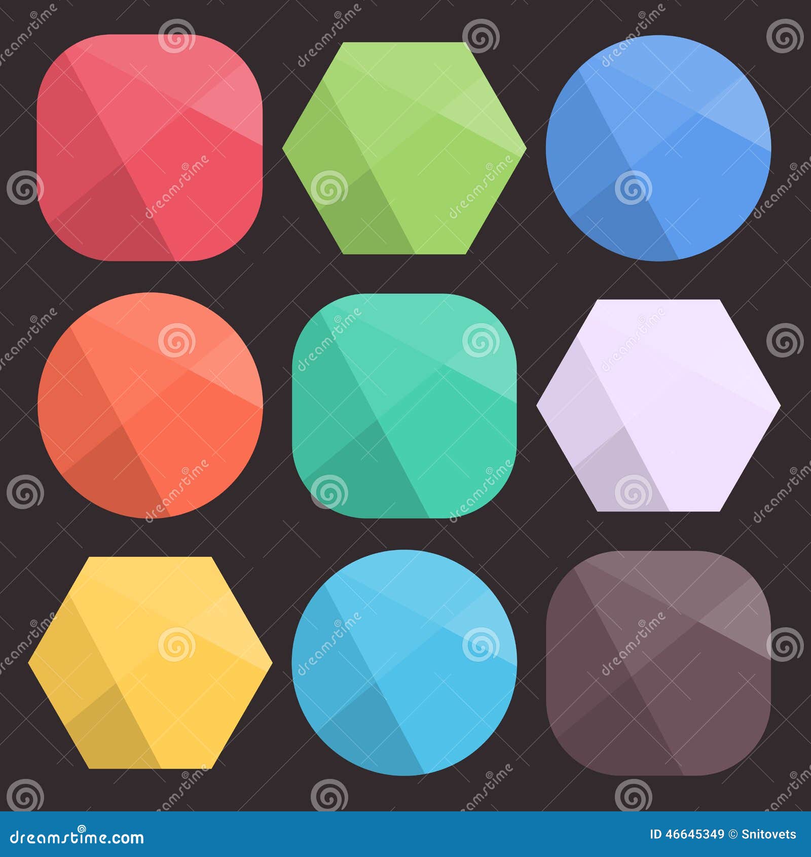 Flat Background Faceted Shapes For Icons. Simple Colorful Diamond ... Flat Background Faceted Shapes For Icons. Simple Colorful Diamond ...