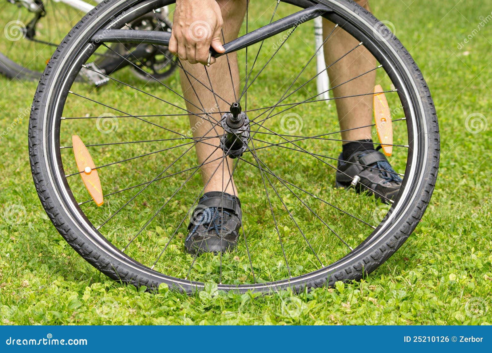 Flat bicycle tire stock photo. Image of change, flat 25210126