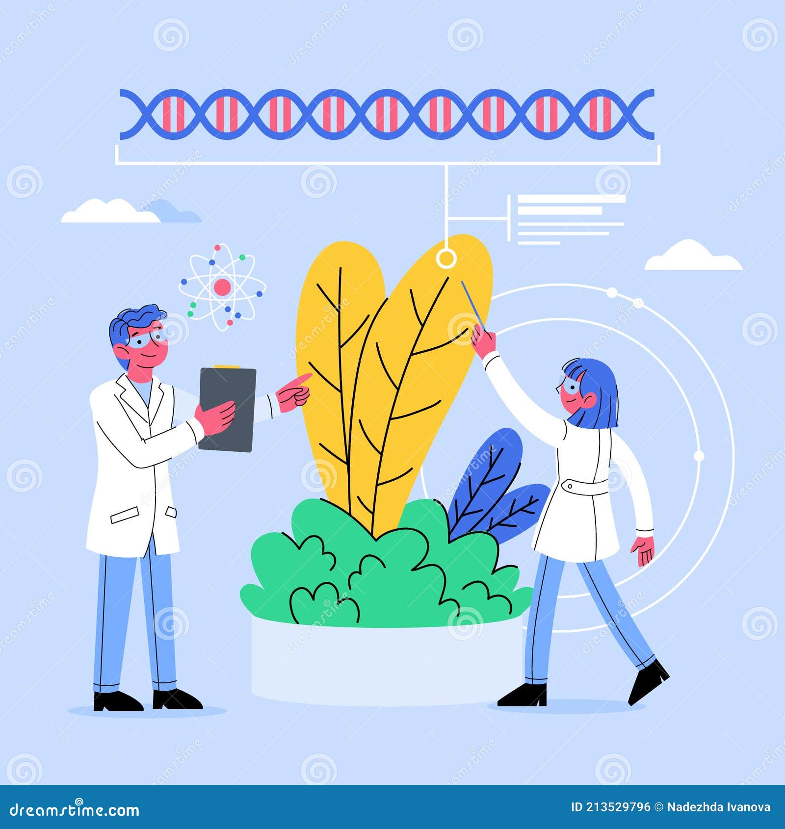 Flat Biotechnology Icons Set Cartoon Vector 64027561