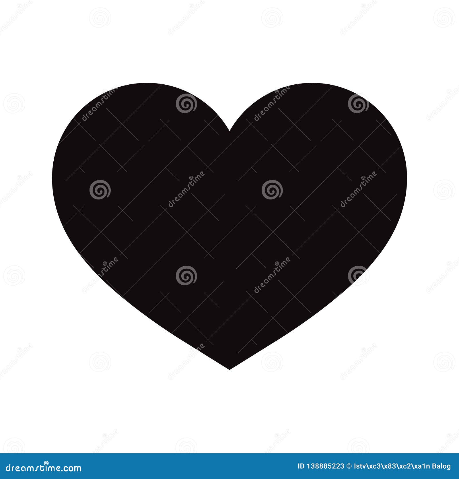 Flat Black Heart Icon Isolated On White Background. Stock Vector