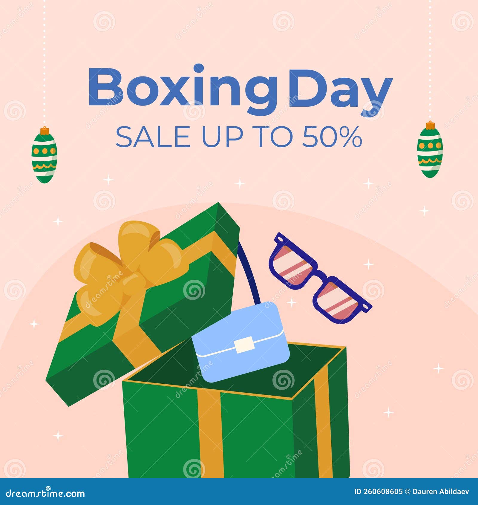 Flat Boxing Day Sales Posts Set Vector Illustration. Stock Vector