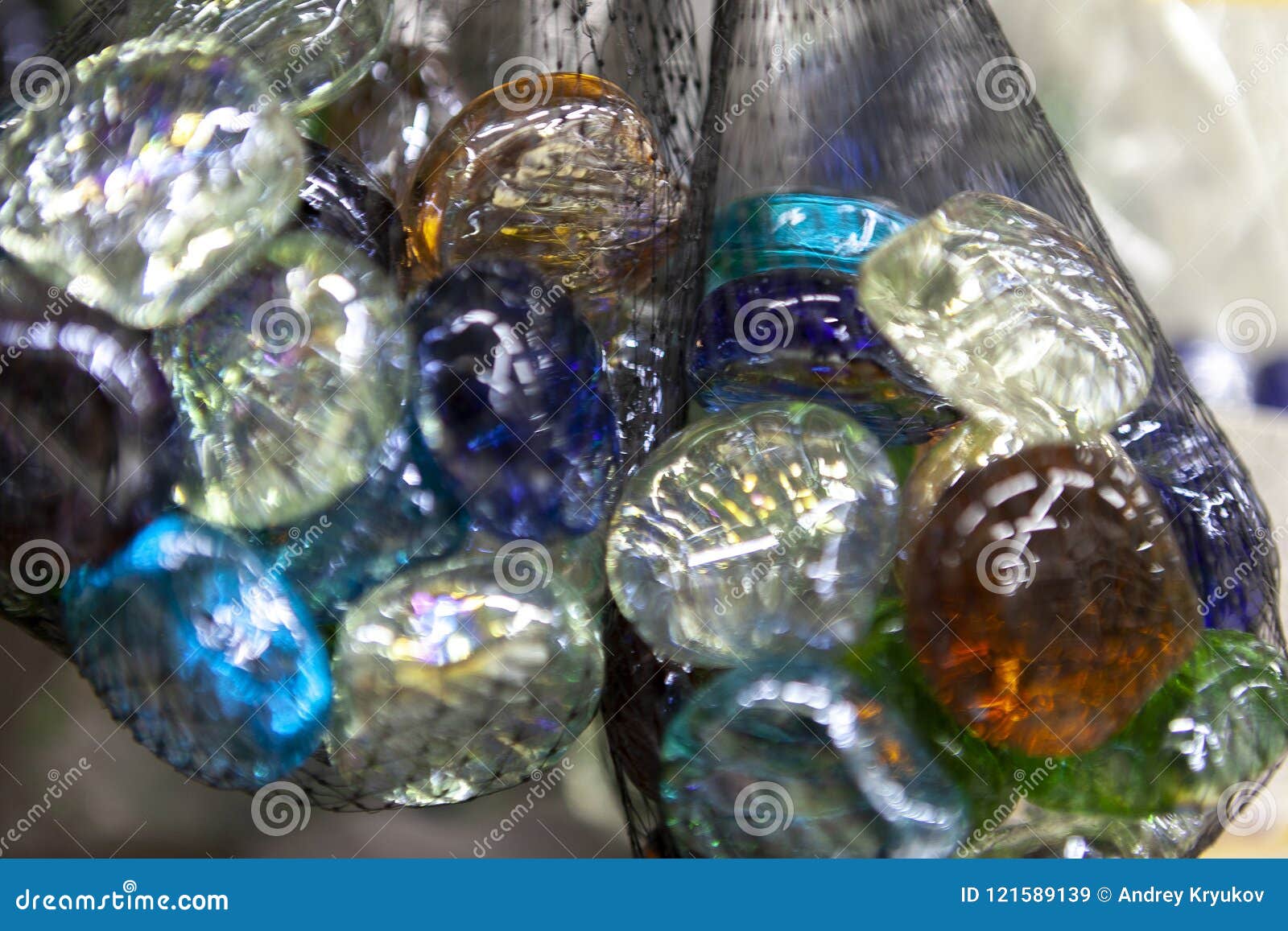 Flat Bright Colorful Decorative Glass Stones In A Grid Stock
