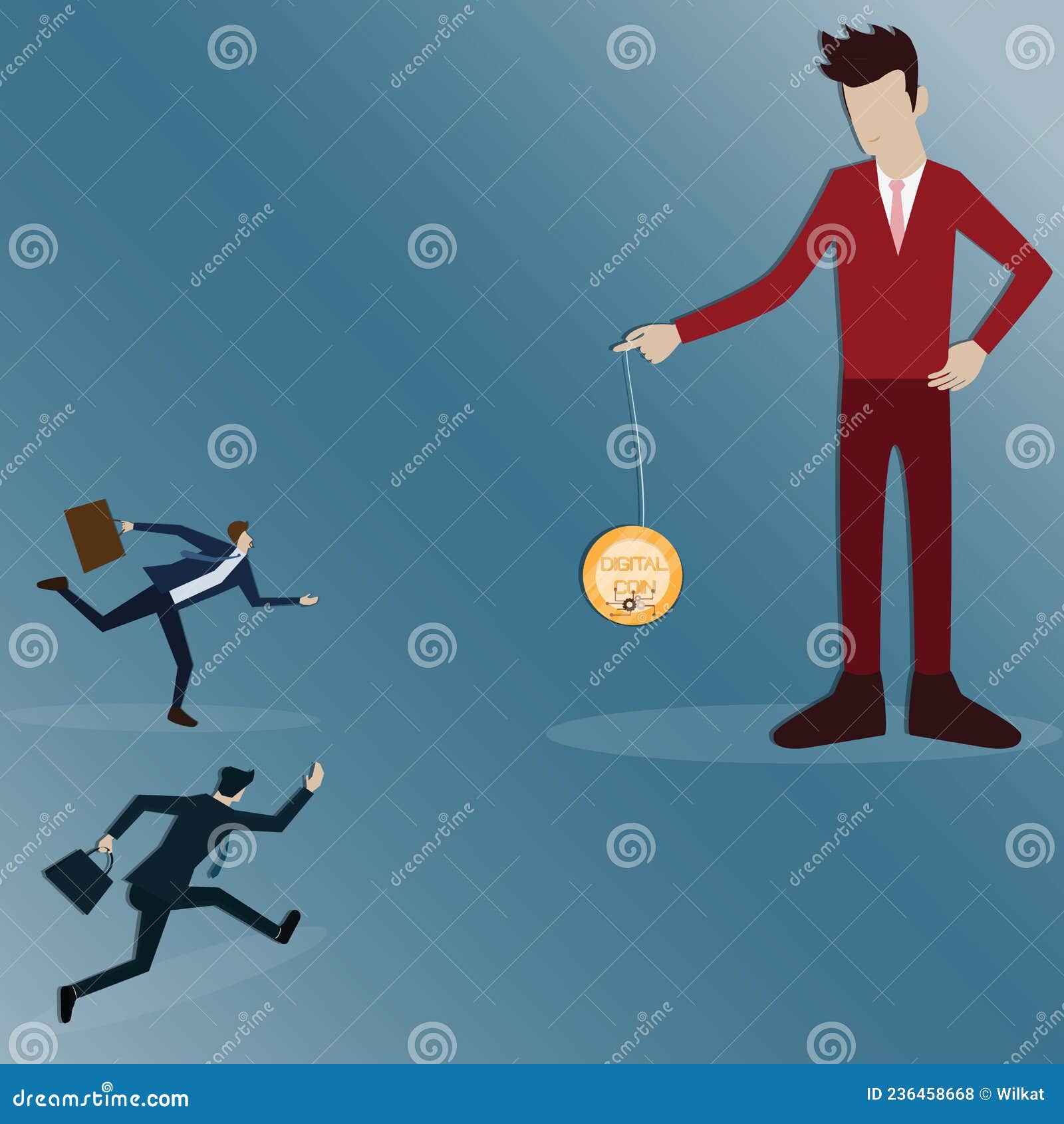 Flat of Business Concept,the Big Man Use Money As Bait To Lure Small Size  Man - Vector Stock Vector - Illustration of management, lure: 236458668