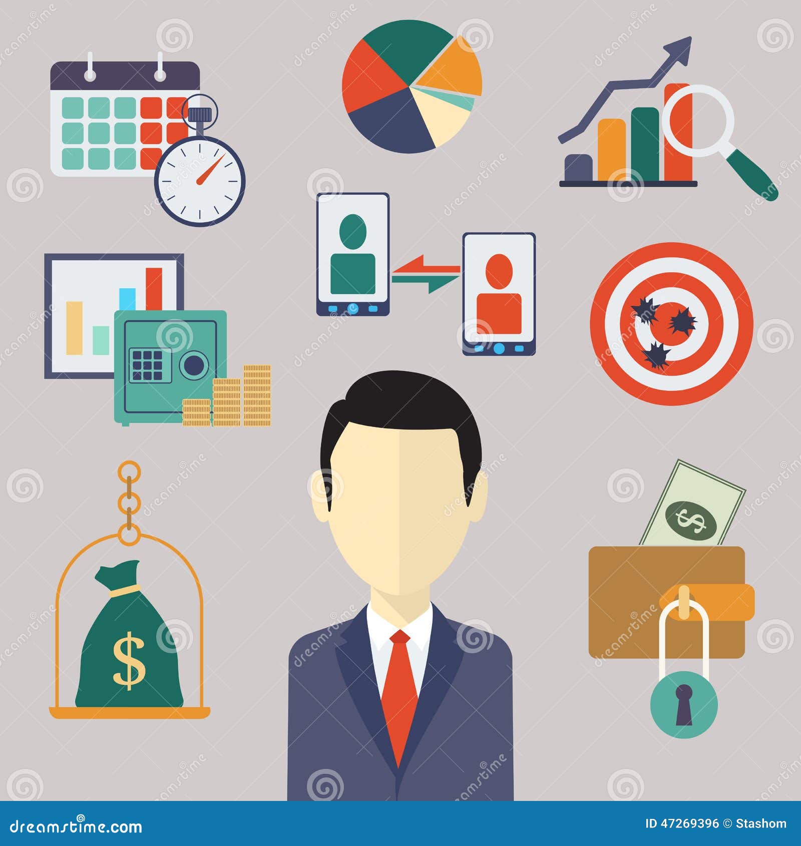 Flat Business and Finance Concepts. Stock Vector Illustration of