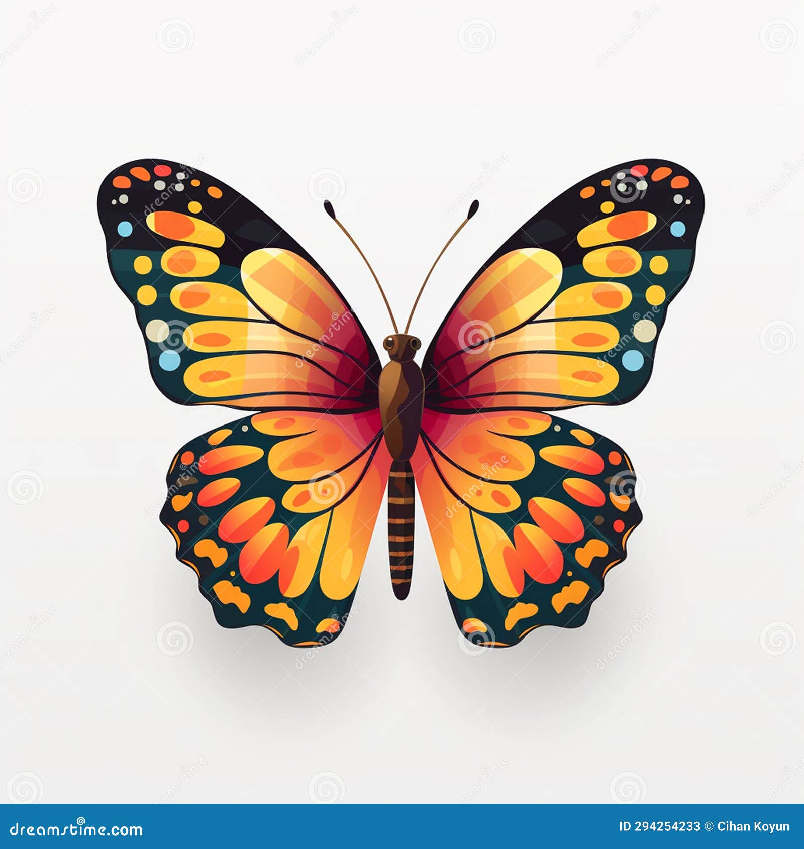 Flat Butterfly Flying Quiet Soar Stock Illustration Illustration of