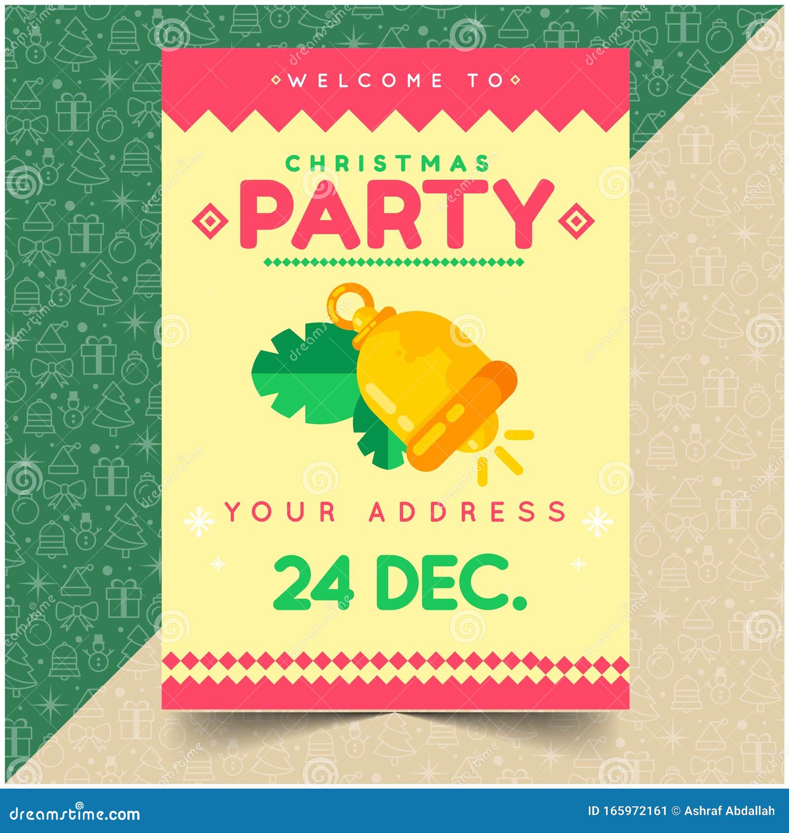 Beautiful Happy Merry Christmas Party Flyer Vector Stock Stock Vector