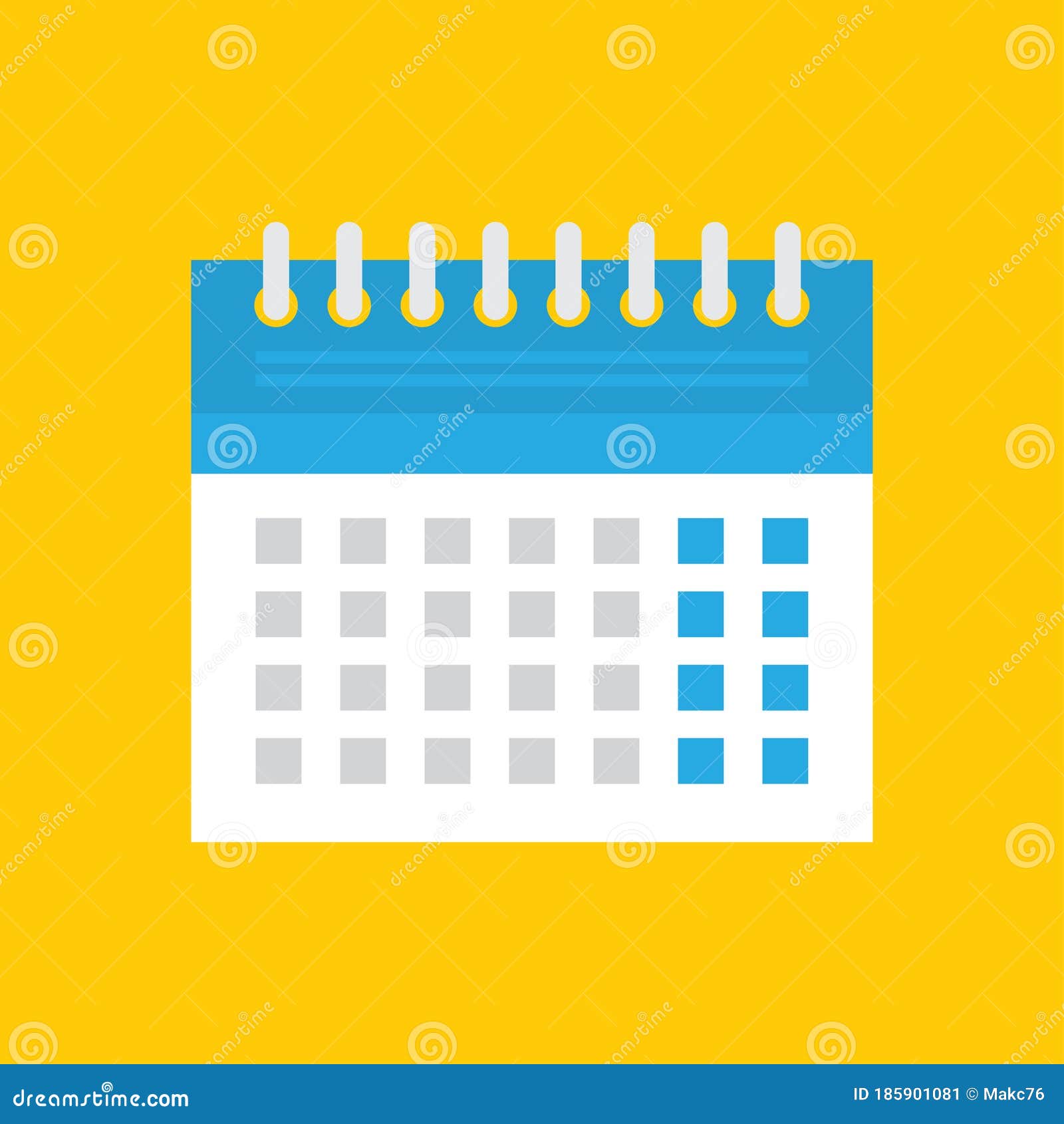 Flat Calendar Icon. Calendar on the Wall Stock Vector - Illustration of