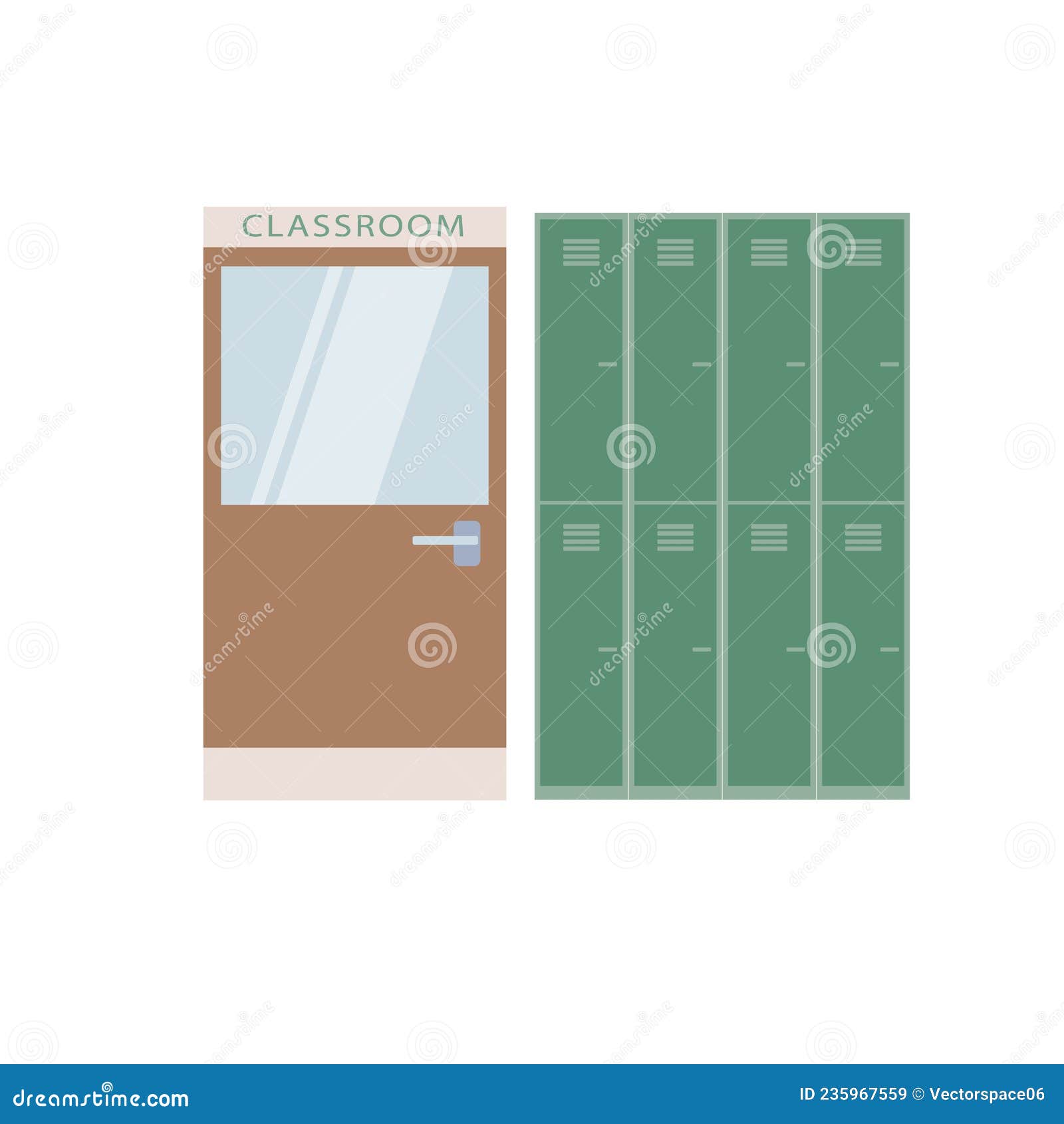 Flat Cartoon Classroom Door and Lockers,school Building Interior Elements  Vector Illustration Concept Stock Vector - Illustration of flat, concept:  235967559, image size:1600x1690
