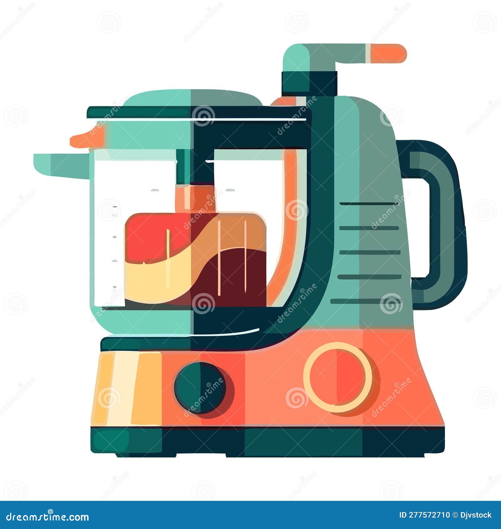 Flat Cartoon Icon of Kitchen Food Processor Stock Vector Illustration of juicer, processor