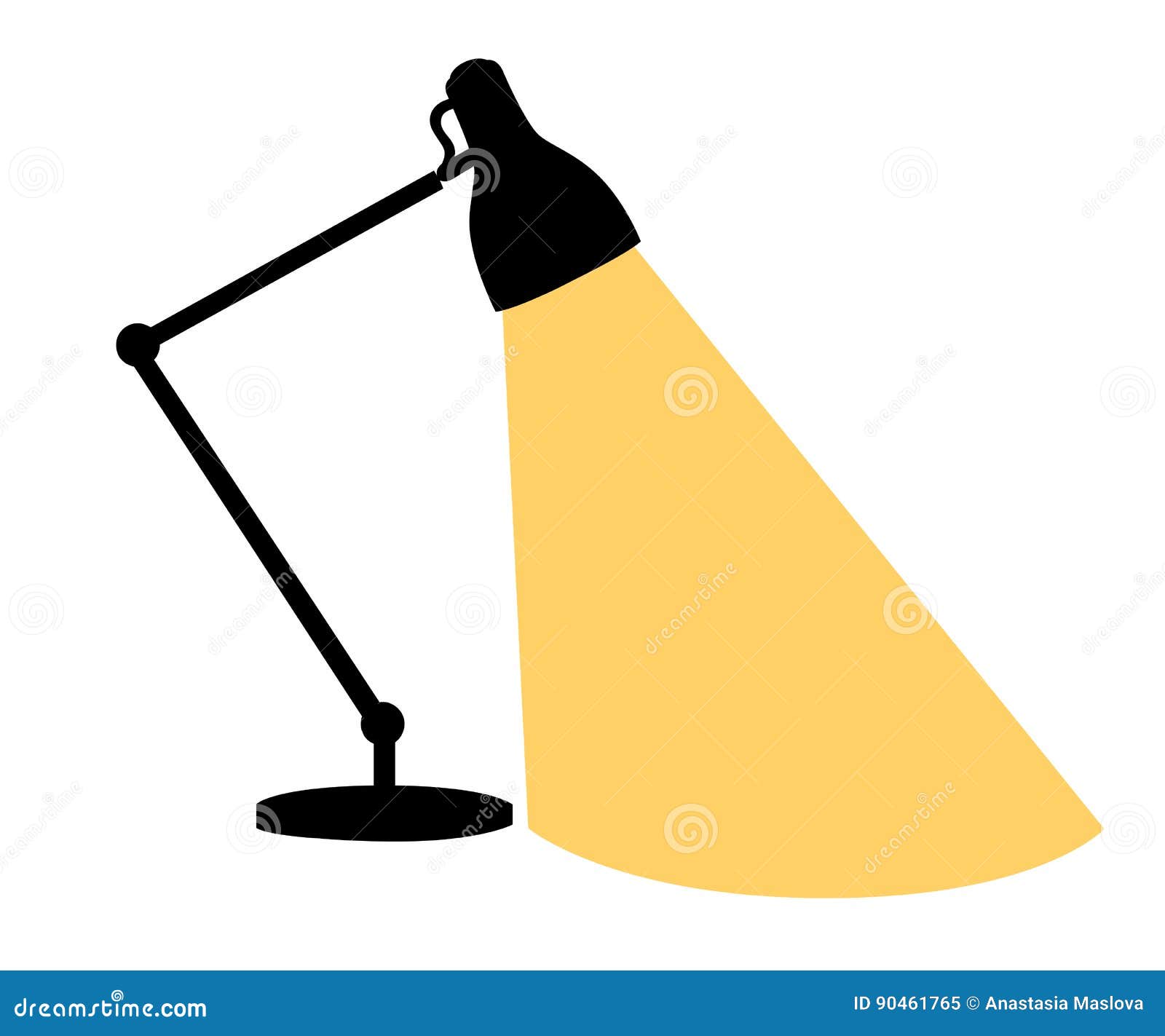 Flat Cartoon Lamp Light Isolated The Flow Of Light Table 
